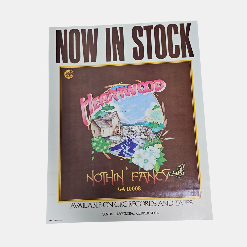 Heartwood Nothin' Fancy Vintage 1975 Promo Poster 11x14 GRC Records Folk Country